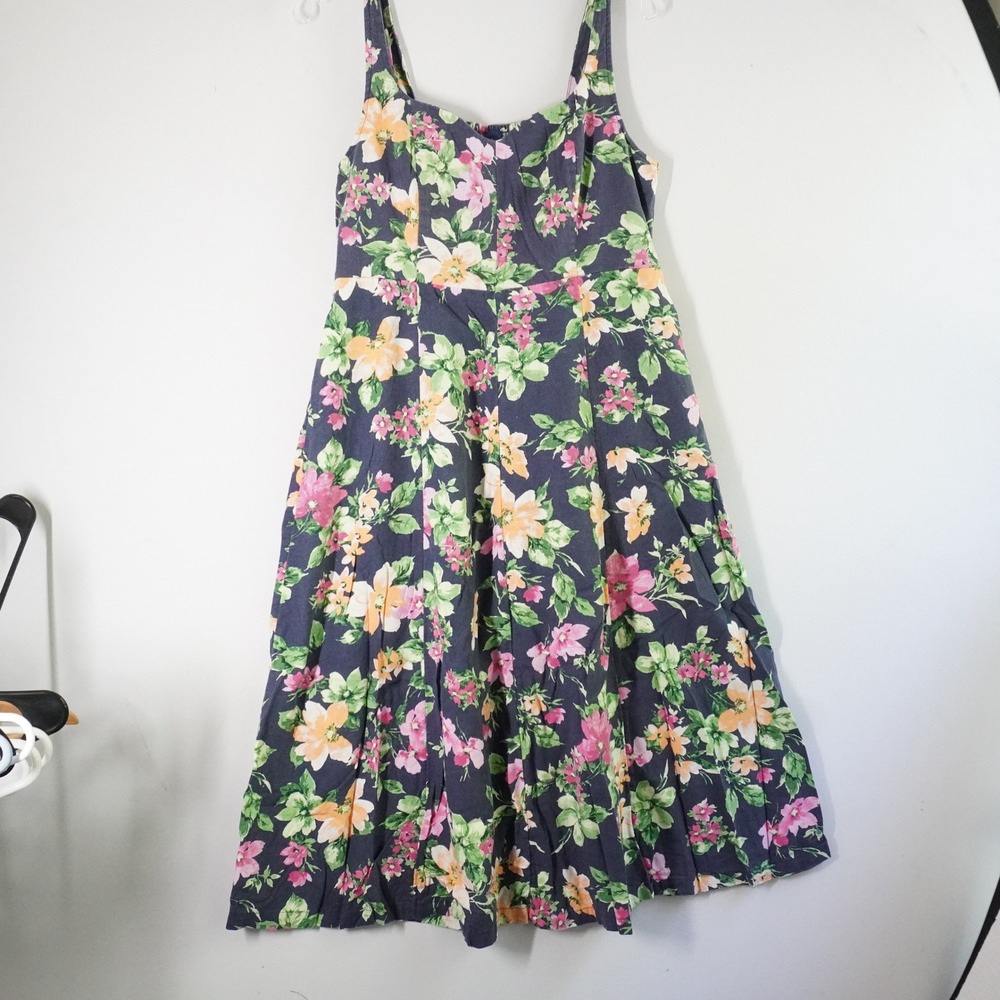 Old Navy Linen Blend Floral Sundress Sleeveless Casual Summer Dress Fit Flare L